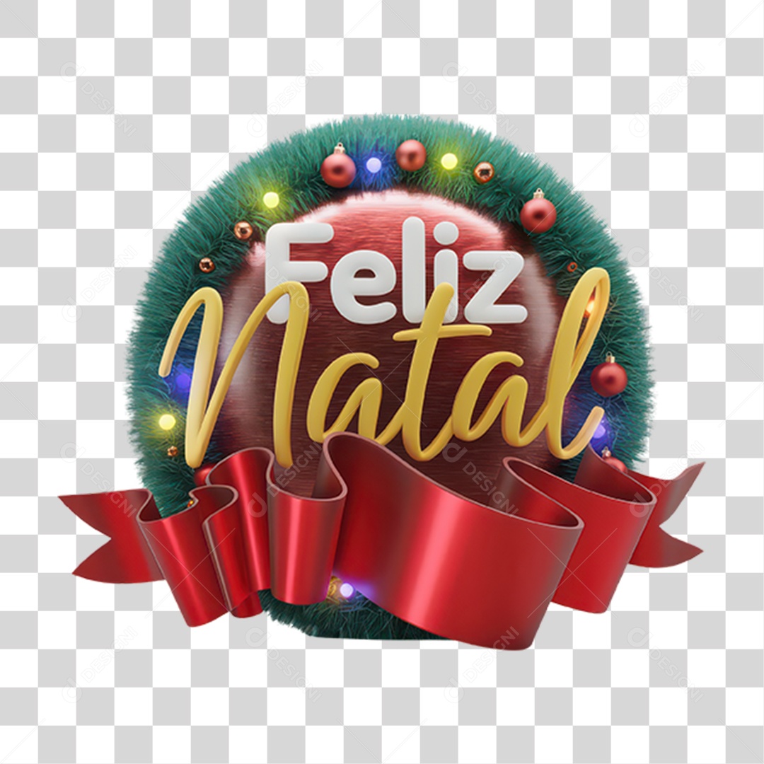 Selo 3D Feliz Natal PNG Transparente