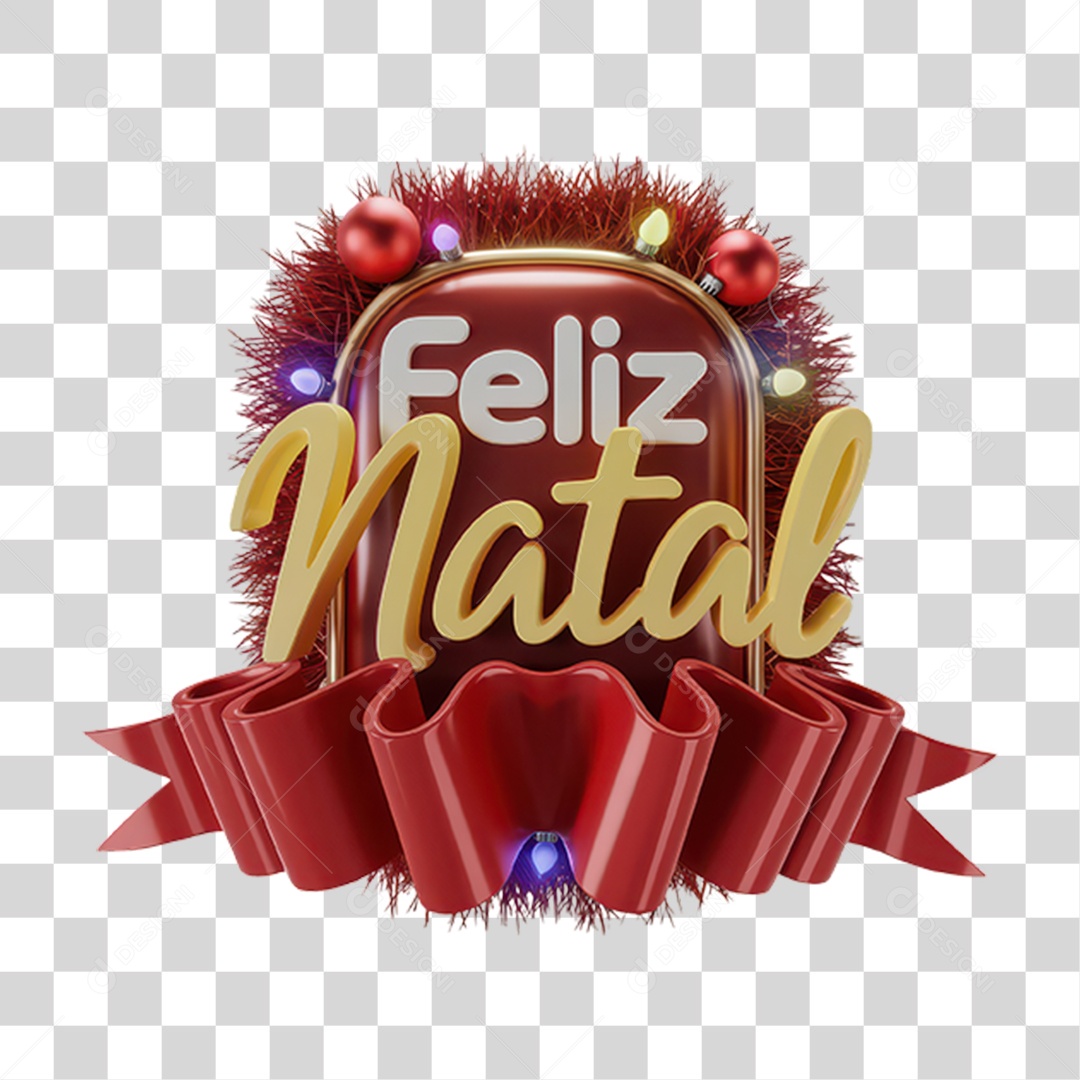 Selo 3D Feliz Natal PNG Transparente