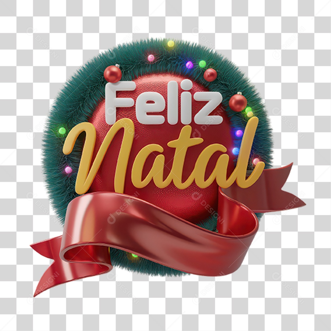 Selo 3D Feliz Natal PNG Transparente