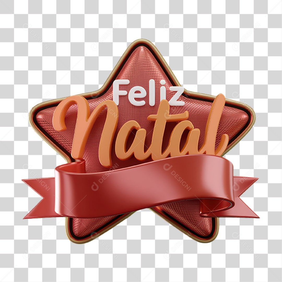 Selo 3D Feliz Natal PNG Transparente