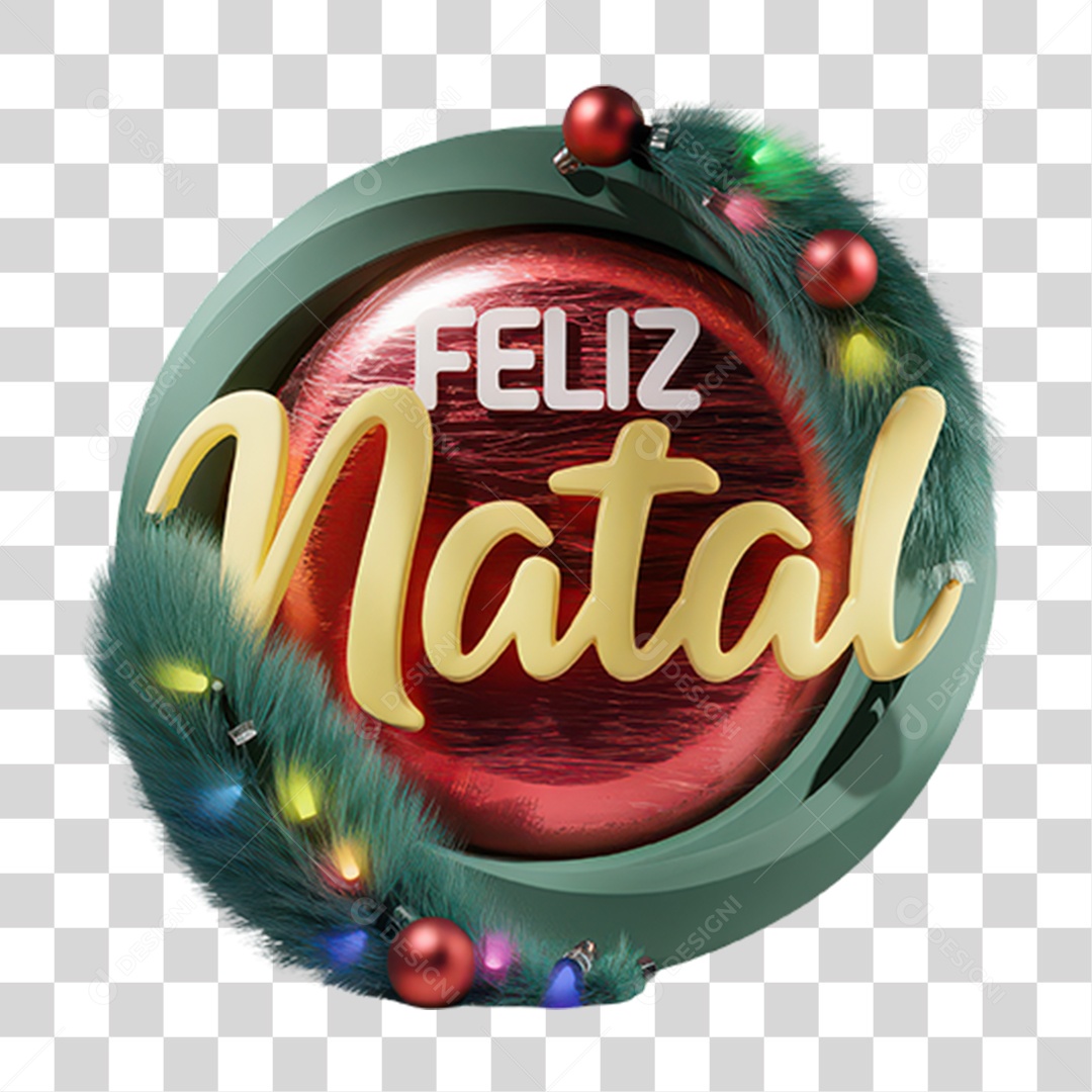 Selo 3D Feliz Natal PNG Transparente