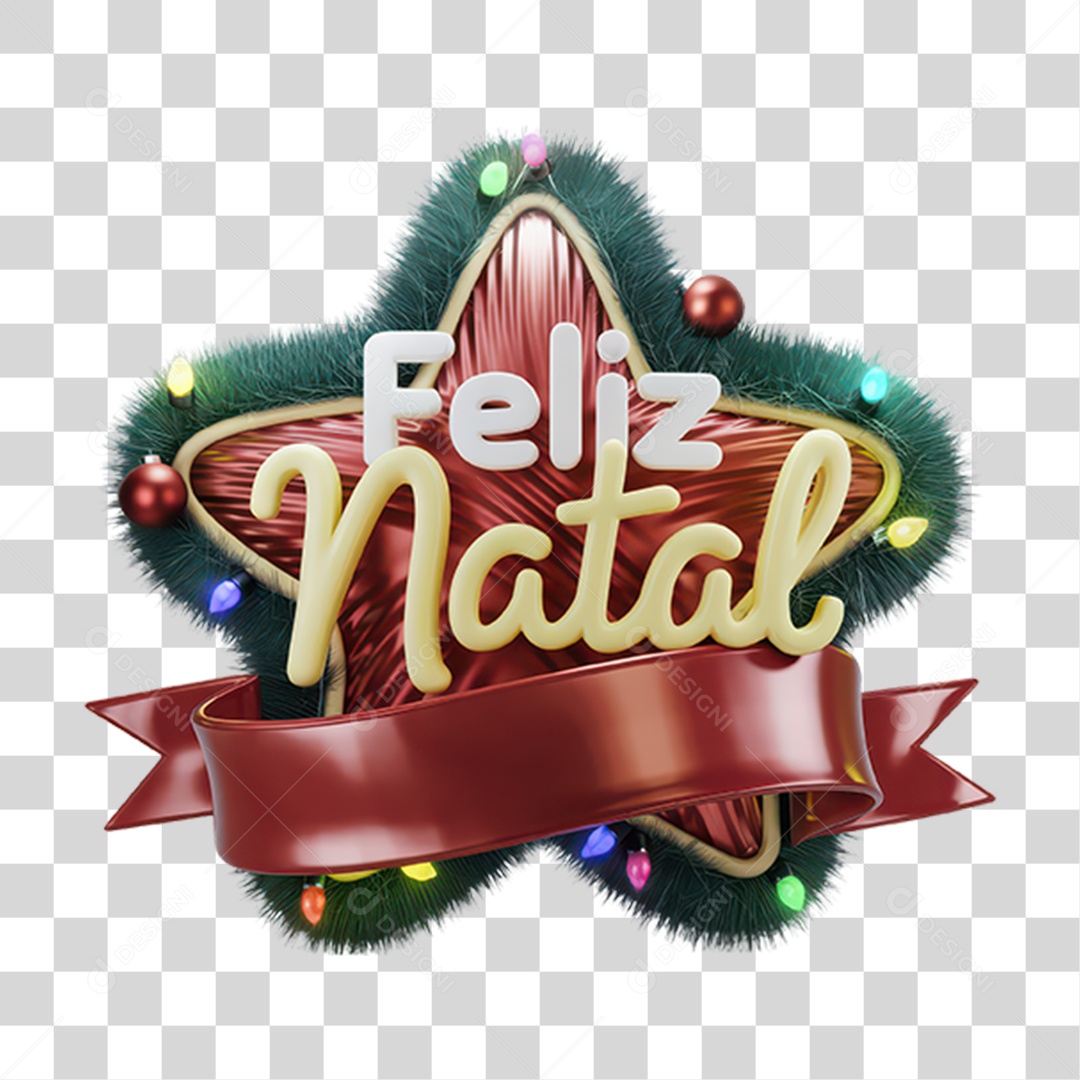 Selo 3D Feliz Natal PNG Transparente