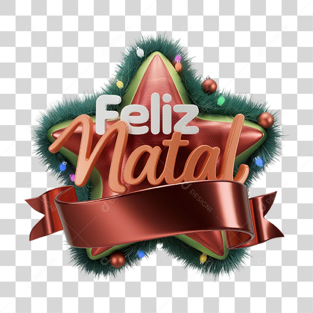 Selo 3D Feliz Natal PNG Transparente