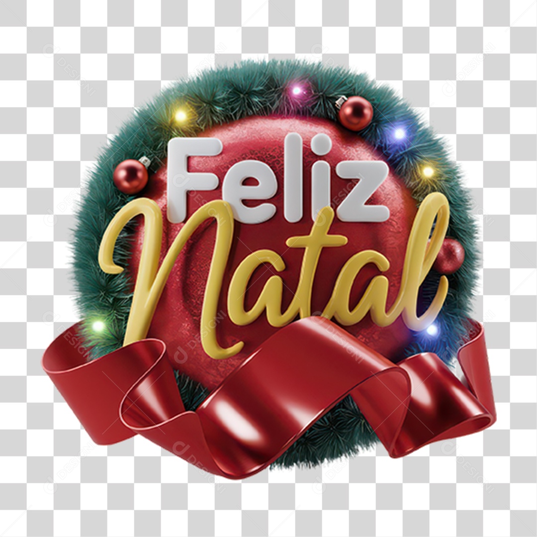 Selo 3D Feliz Natal PNG Transparente