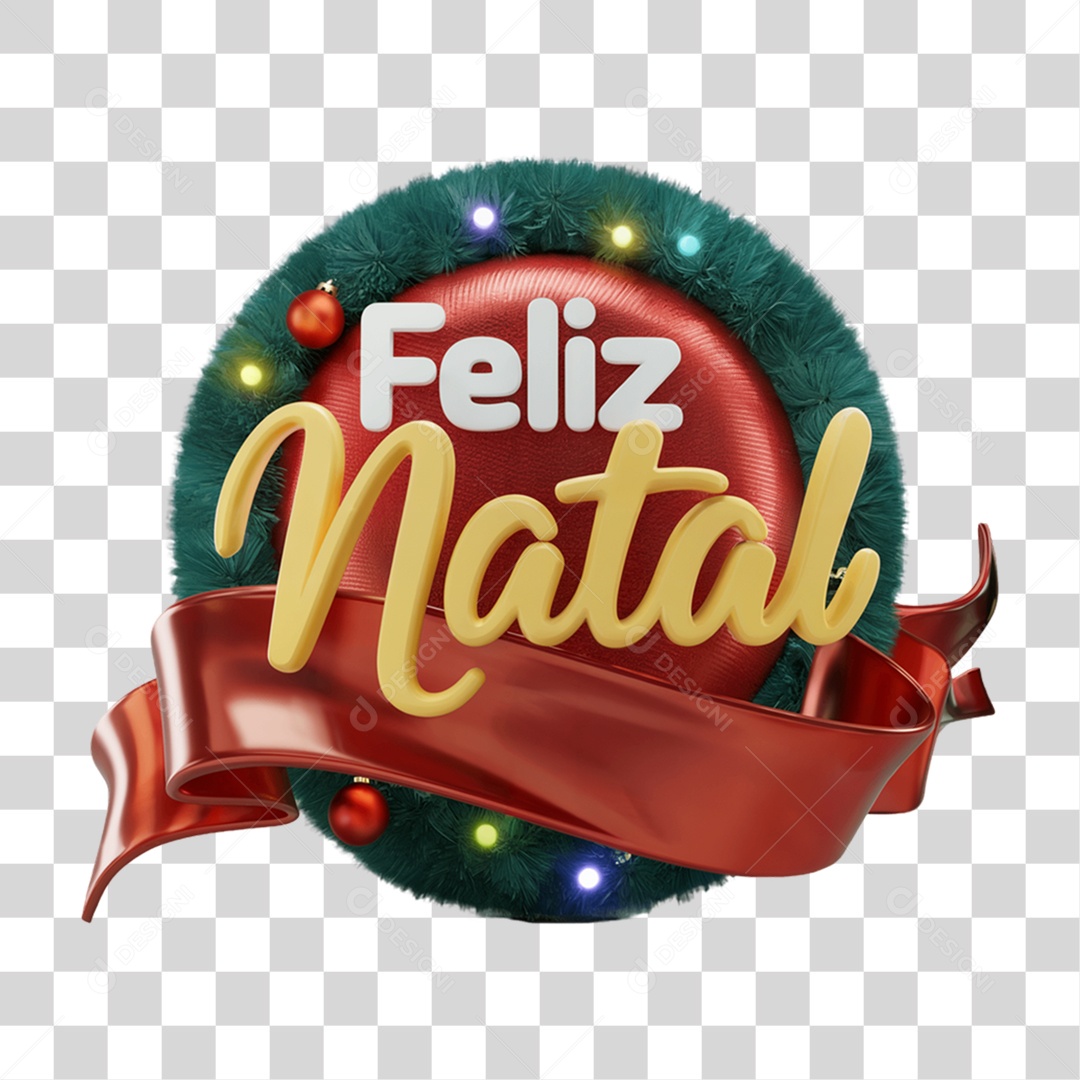 Selo 3D Feliz Natal PNG Transparente