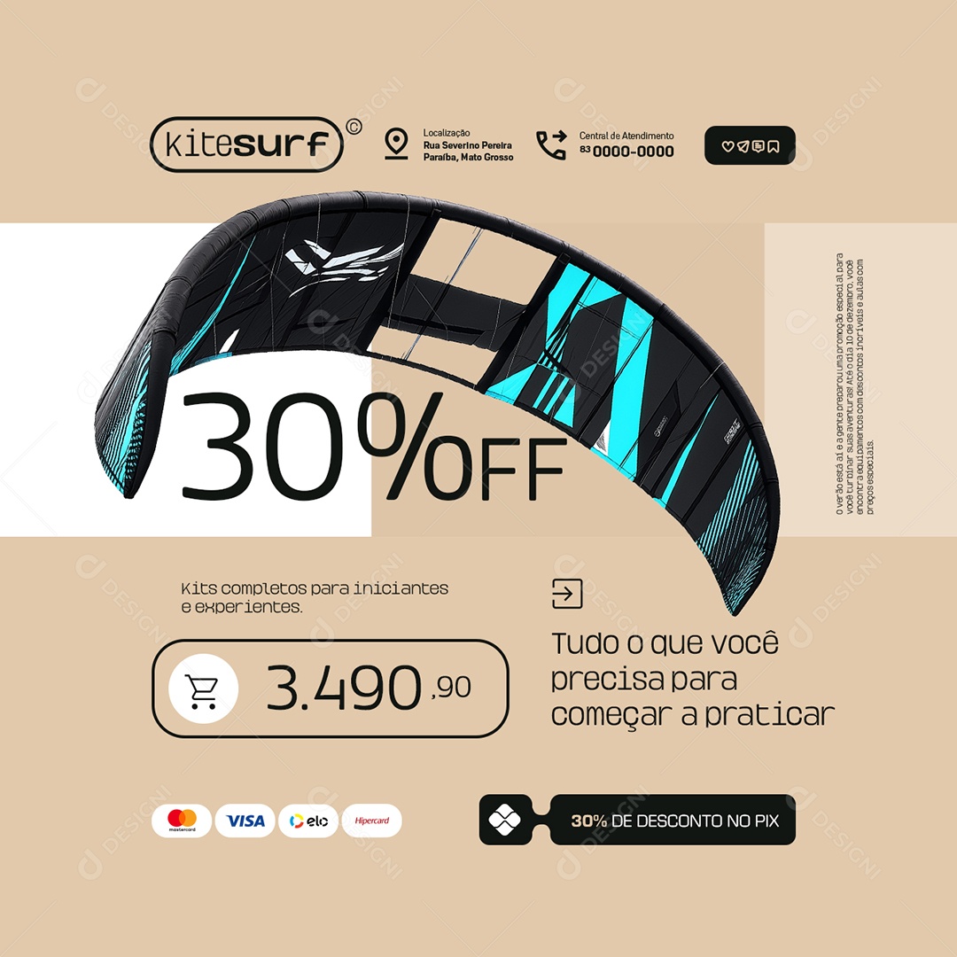 Kite Surf Tudo o Que Você Precisa para Começa a Praticar Social Media PSD Editável