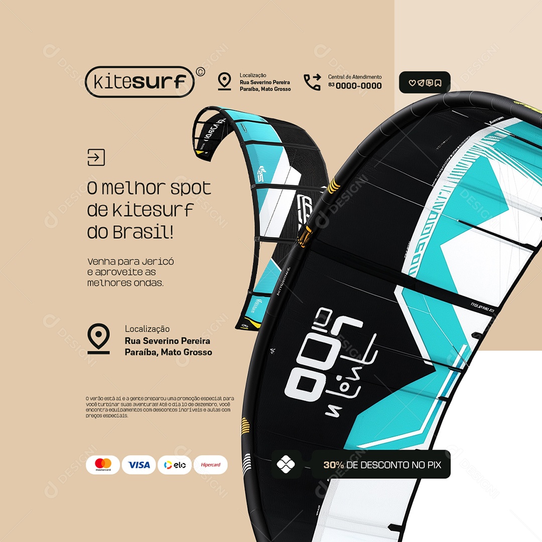 O Melhor Spot de Kite Surf do Brasil Social Media PSD Editável
