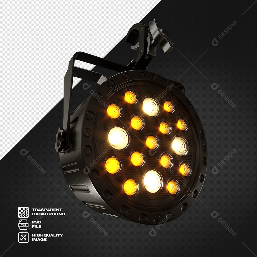 Holofote de Led Elemento 3D para Composição PSD