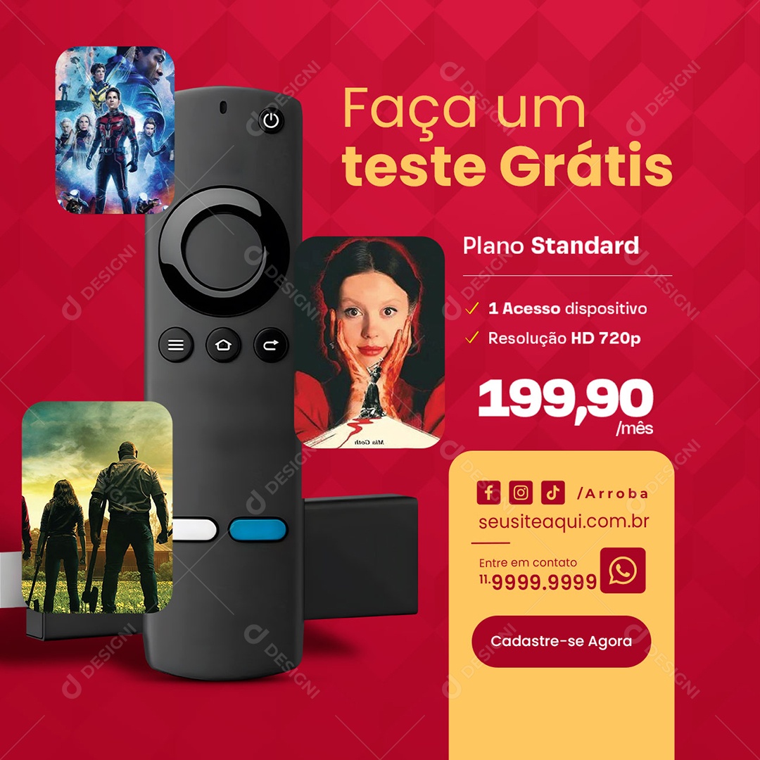 IPTV Faça um Teste Grátis Social Media PSD Editável