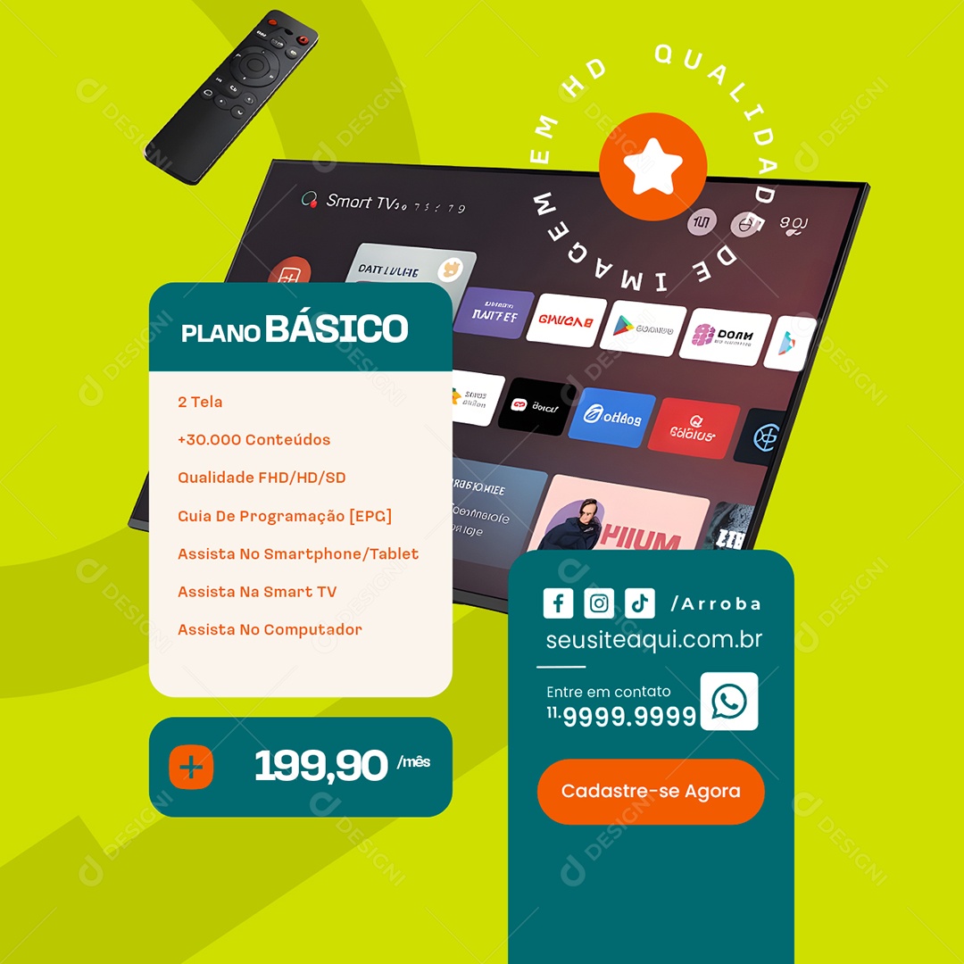 IPTV Plano Básico Social Media PSD Editável