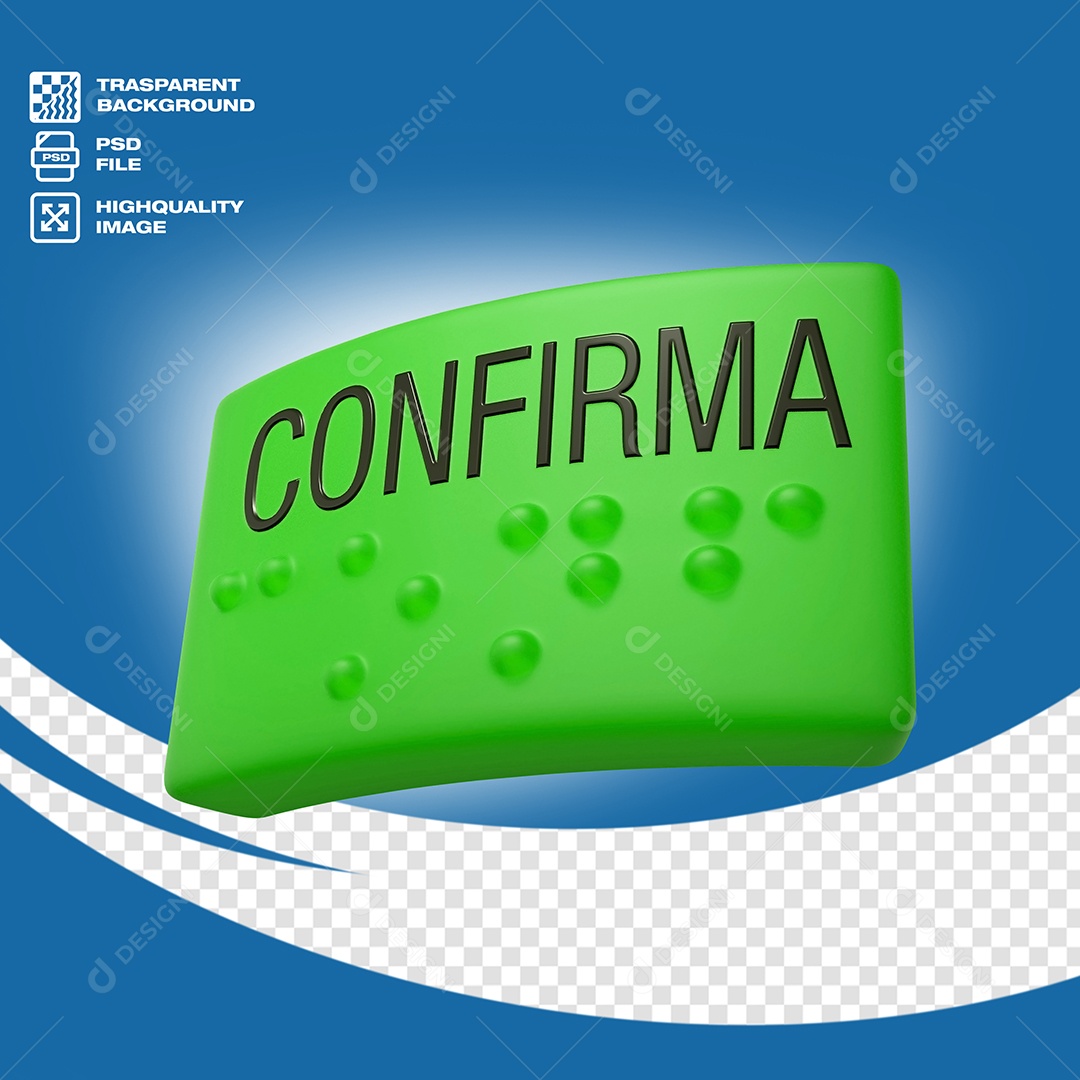 Elemento 3D Botão Confirma para Composição PSD