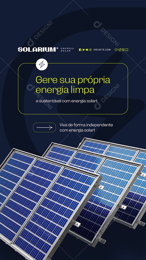 Story Energia Solar Gere sua Própria Energia Limpa Social Media PSD Editável