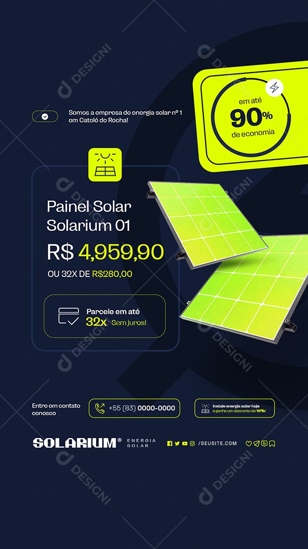 Story Energia Solar Painel Solar Solarium Social Media PSD Editável