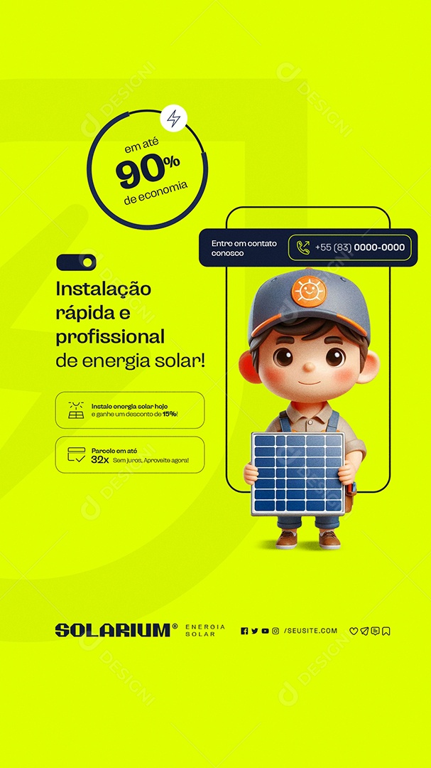 Story  Energia Solar Instalação Rápida Social Media PSD Editável