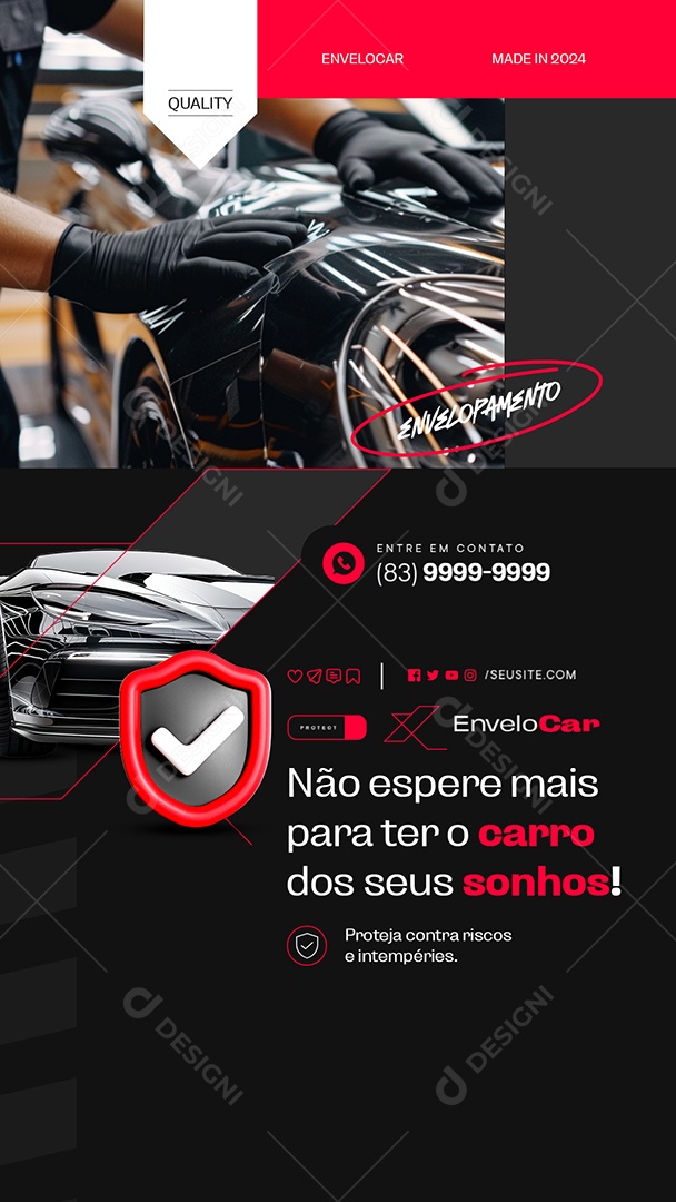 Story Envelopamento de Carros Automotivo com Profissionais Social Media PSD Editável