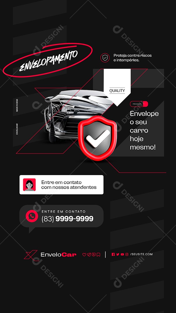 Story Envelopamento de Carros Envelope o Seu Carro Hoje Mesmo Social Media PSD Editável