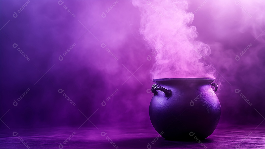 Caldeirão com muita fumaça para festa de halloween