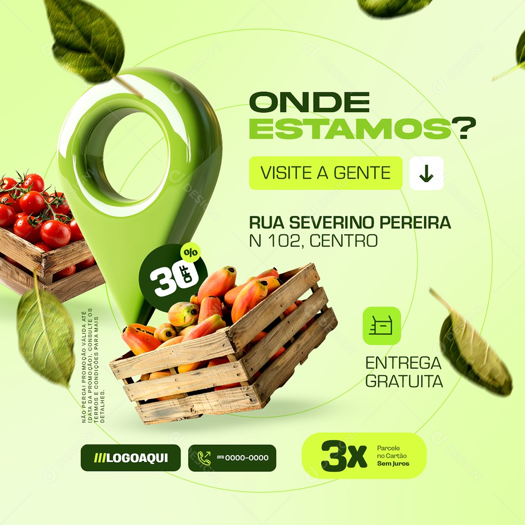 Localização Fortifruti Onde Estamos Visite a Gente Social Media PSD Editável