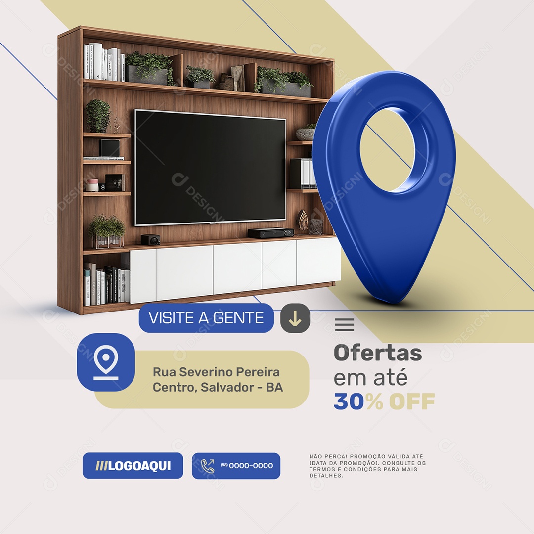 Localização Loja de Móveis Visite Agente Social Media PSD Editável