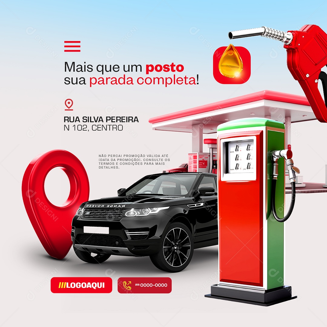 Localização Posto de Combústivel Onde Estamos Social Media PSD Editável