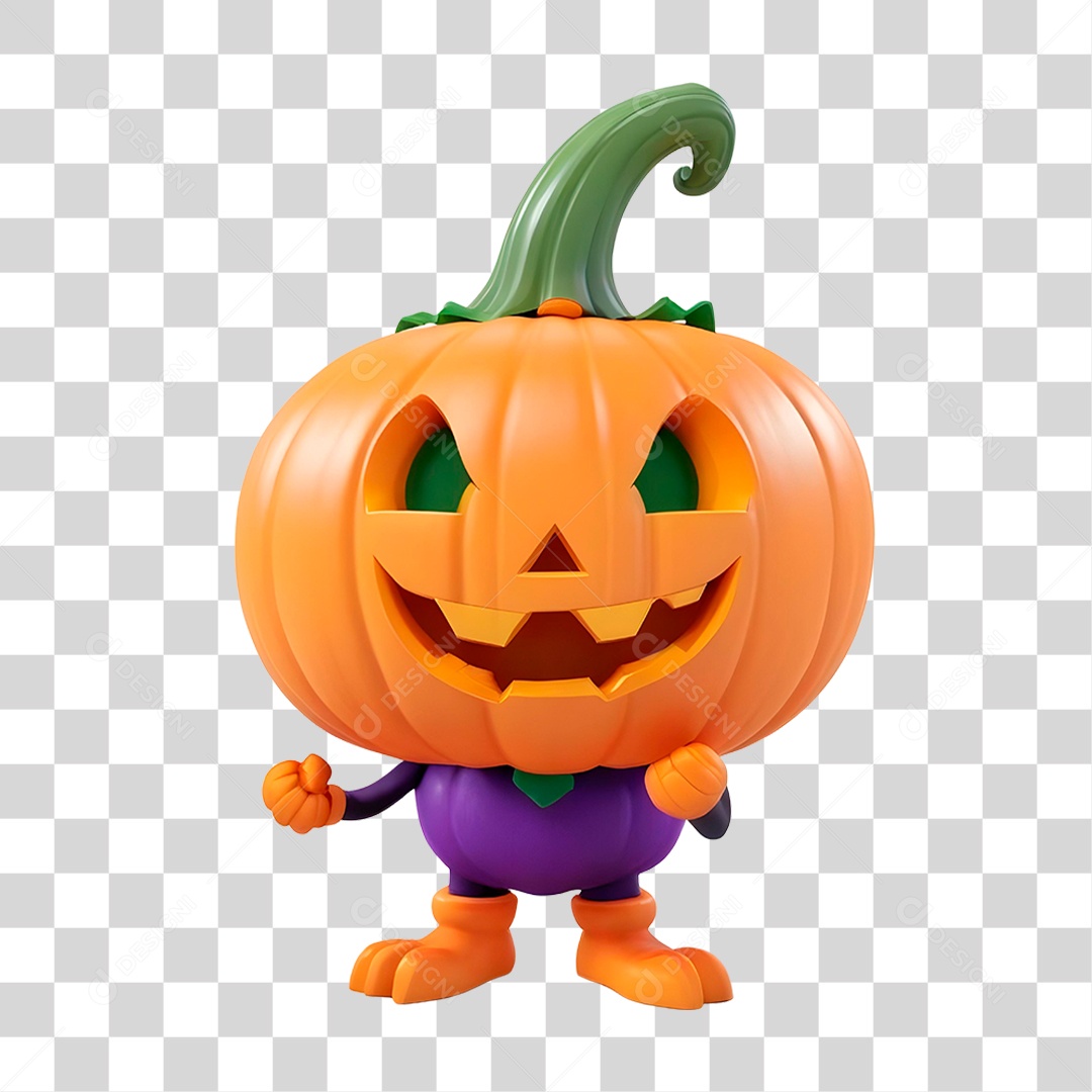 Elementos 3D Abóbora de Halloween PNG Transparente