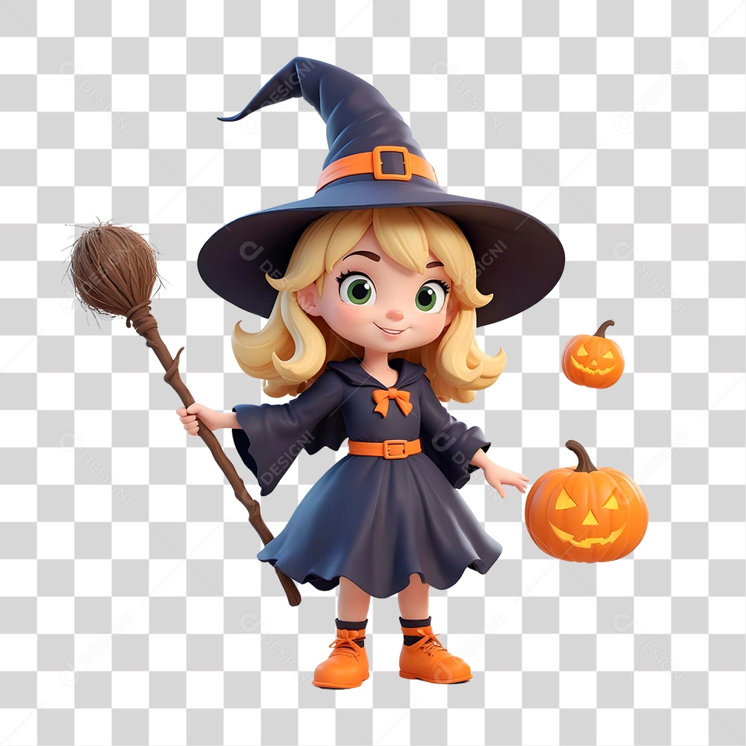 Elementos 3D Bruxa PNG Transparente