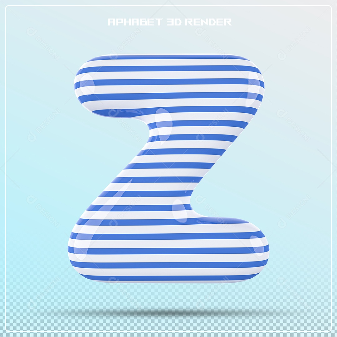 Letra 3D Z Balão Azul Branco Para Composição PSD