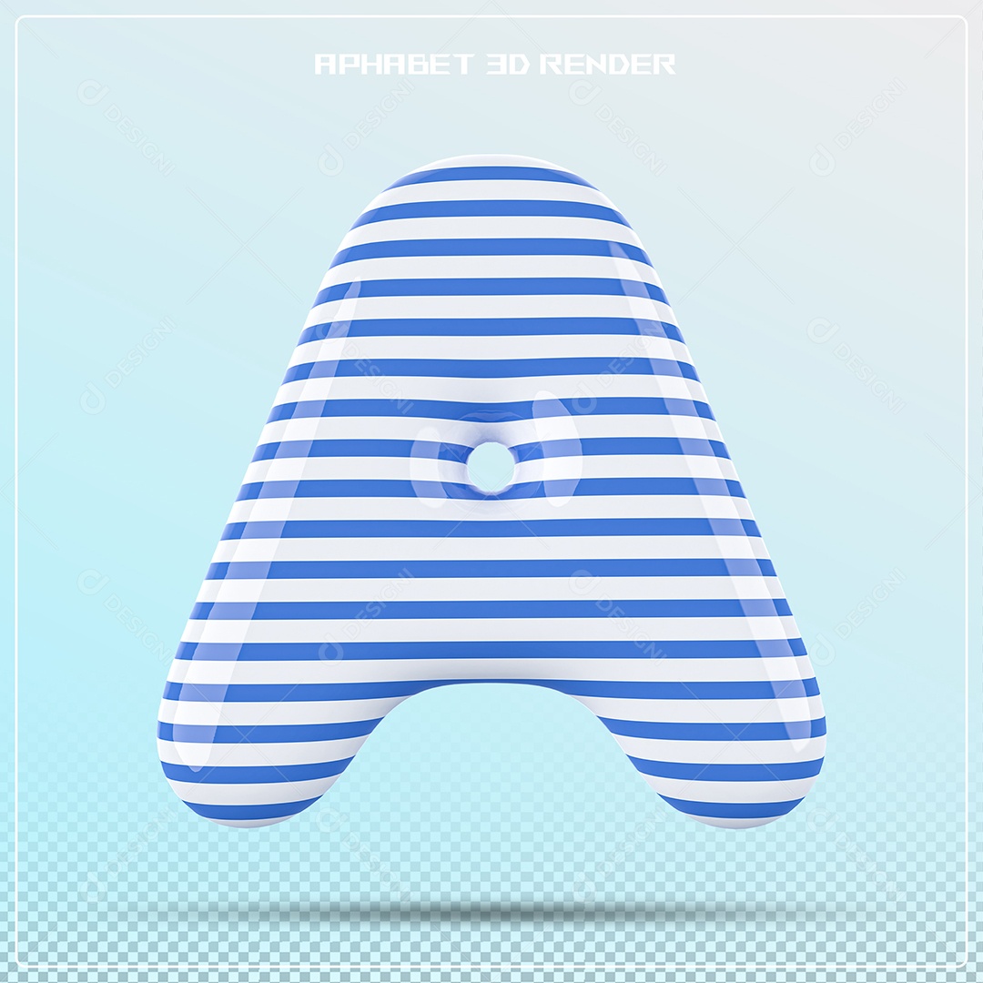 Letra 3D A Balão Azul Branco Para Composição PSD