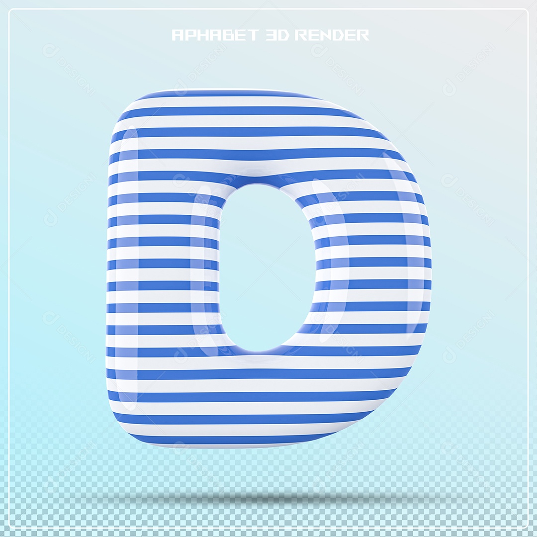 Letra 3D D Balão Azul Branco Para Composição PSD