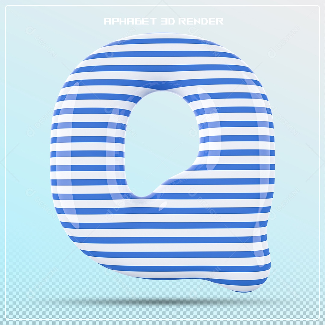 Letra 3D Q Balão Azul Branco Para Composição PSD