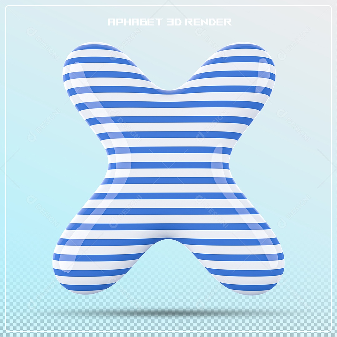 Letra 3D X Balão Azul Branco Para Composição PSD