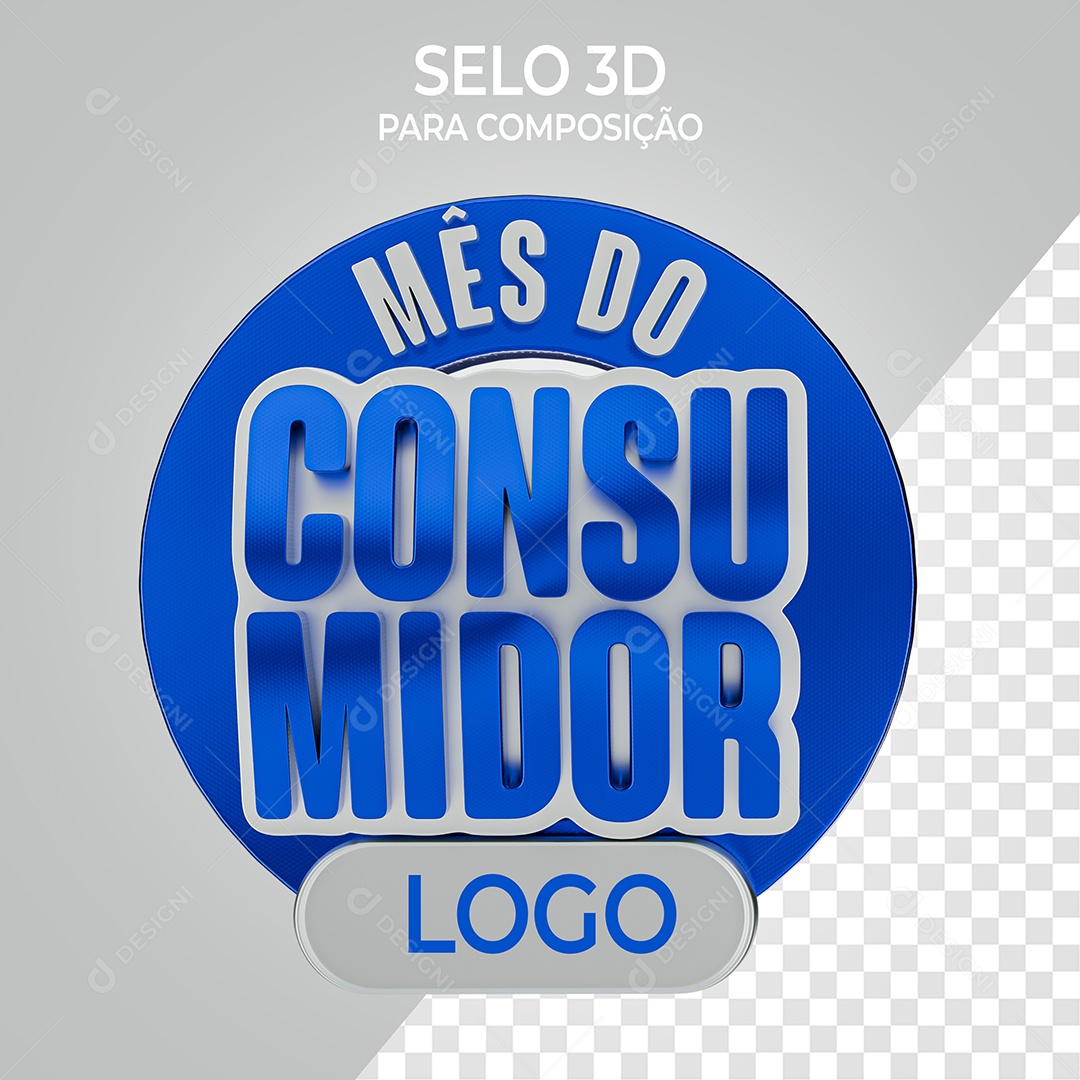 Selo 3D Mês do Consumidor para Composição PSD