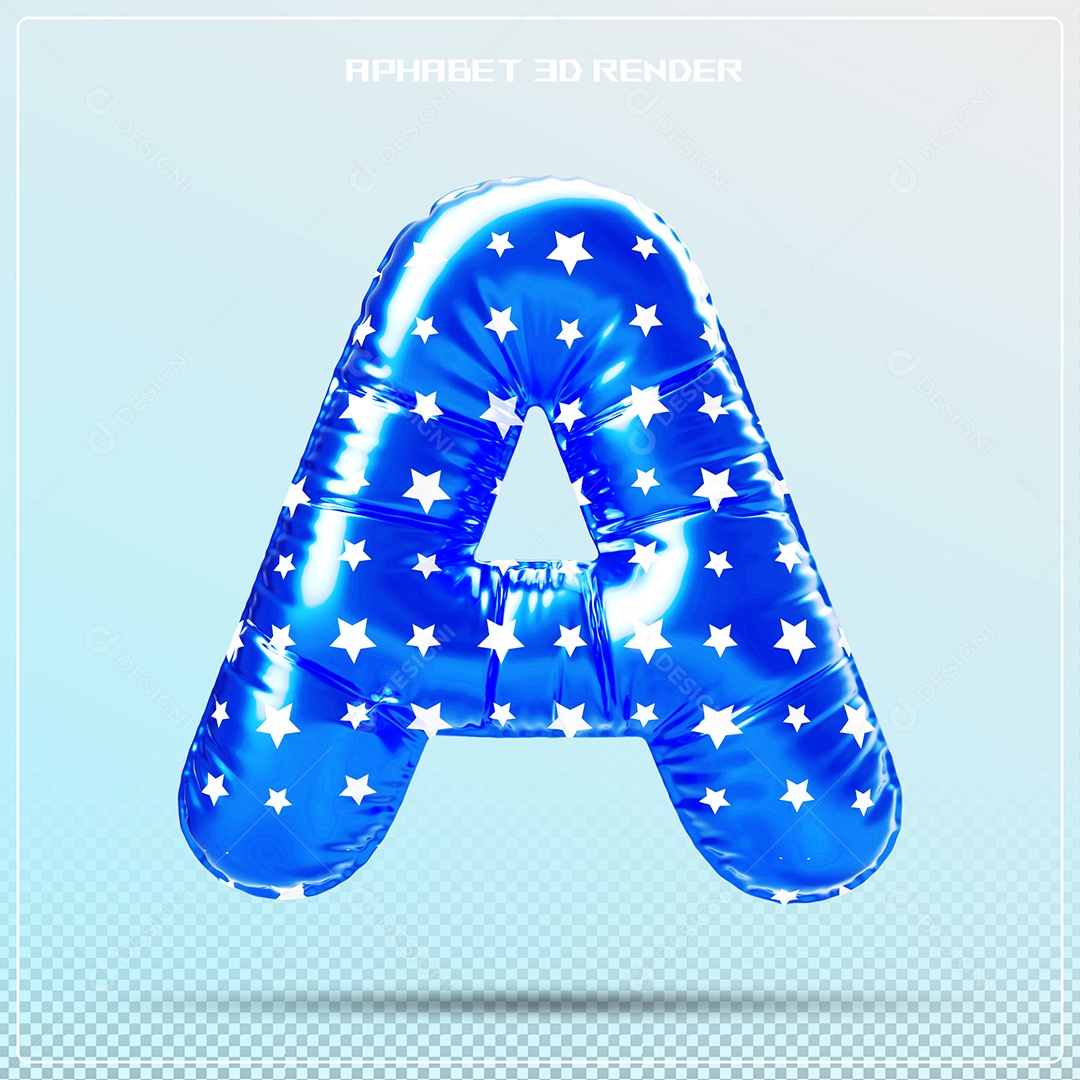 Letra 3D A  Balão Azul Para Composição PSD