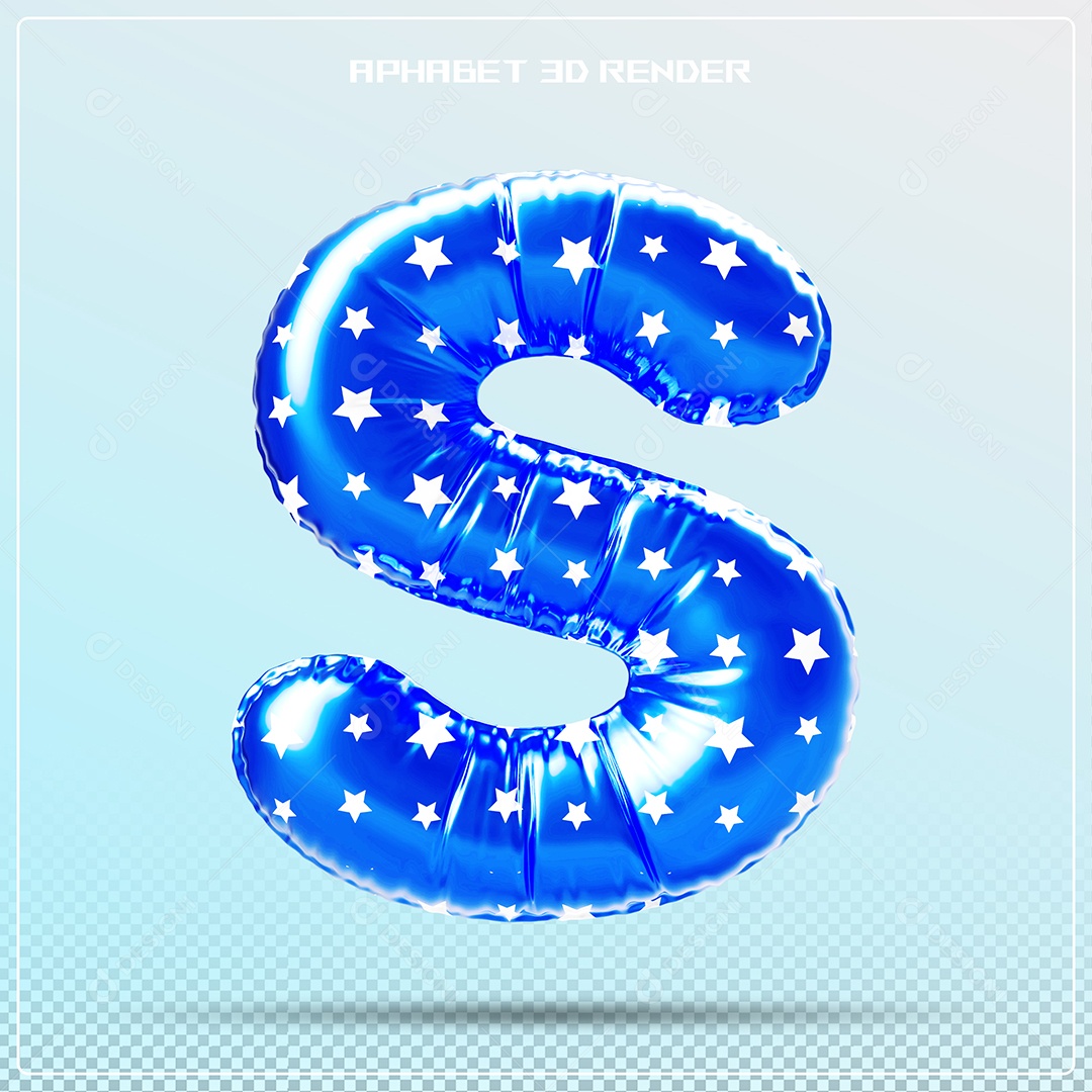 Letra 3D S Balão Azul Para Composição PSD