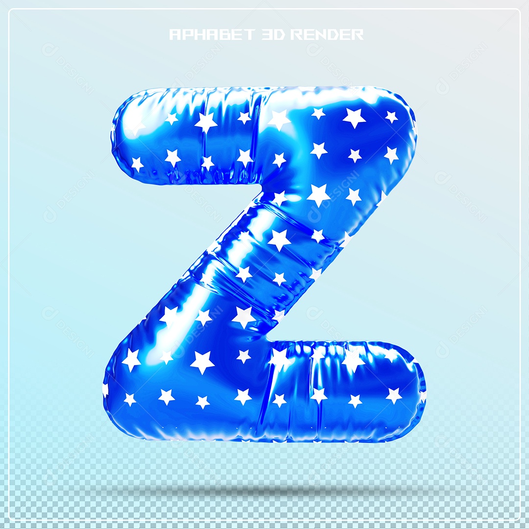 Alfabeto De Letra H Balão Azul Elemento 3D PSD Editável