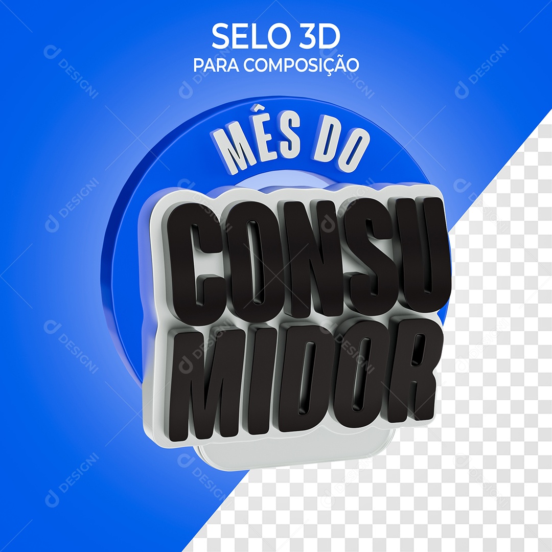 Selo 3D Mês do Consumidor para Composição PSD