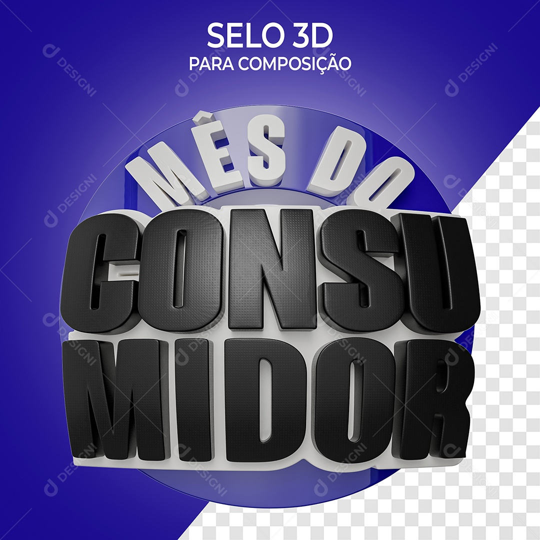Selo 3D Mês do Consumidor para Composição PSD