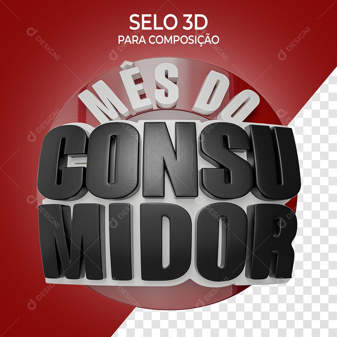 Selo 3D Mês do Consumidor para Composição PSD