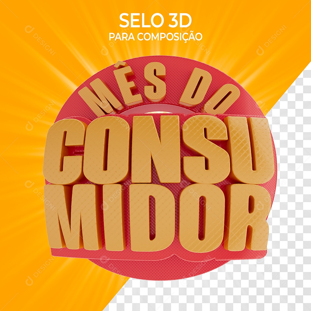 Selo 3D Mês do Consumidor para Composição PSD