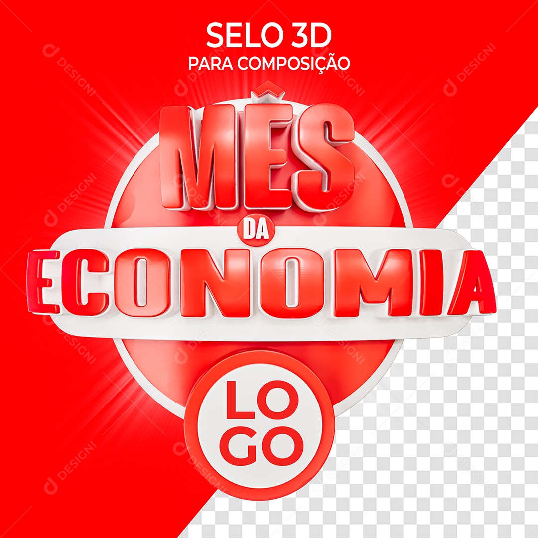 Selo 3D Mês da Econômia para Composição PSD