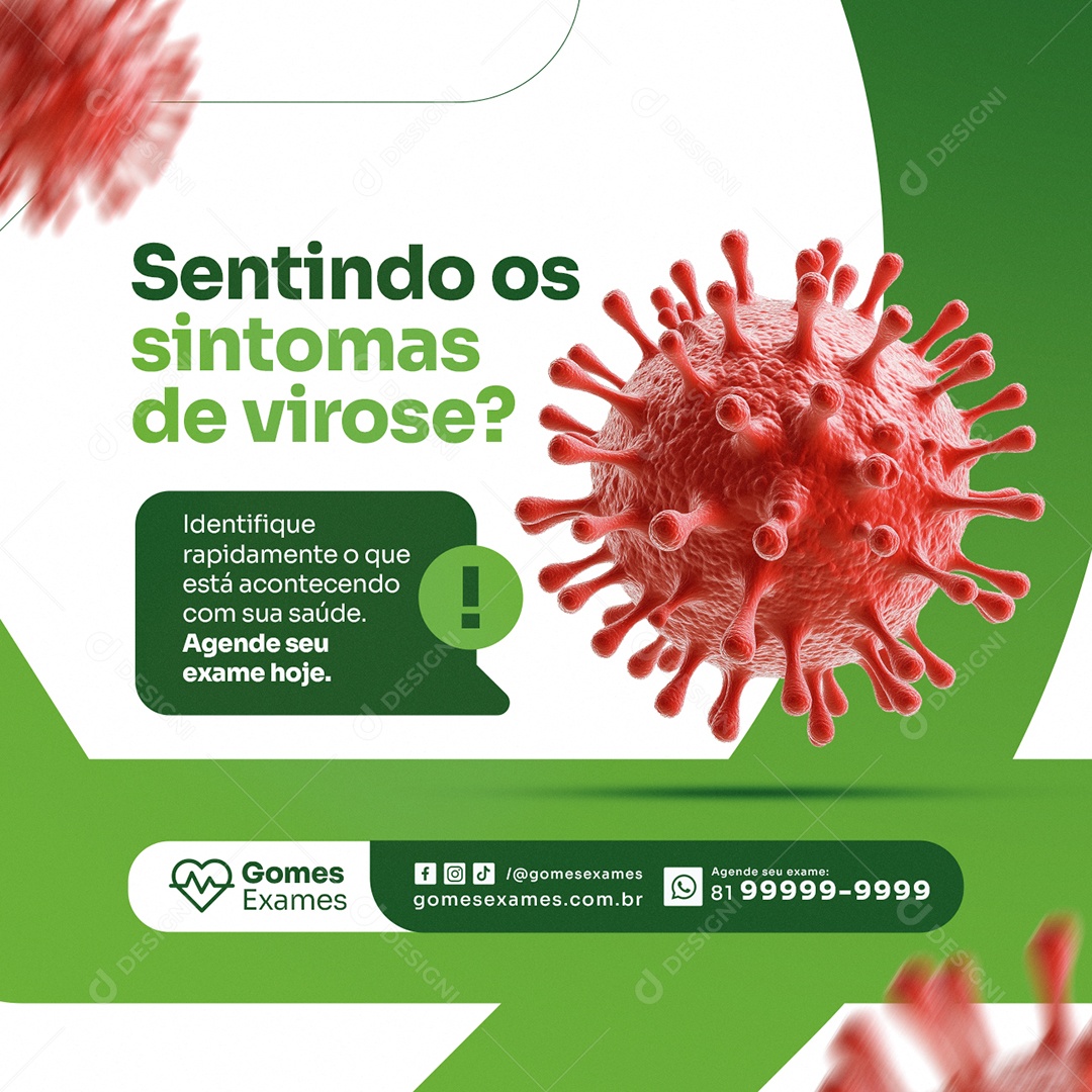 Exames Laboratoriais Sentido so Sintomas de Virose Social Media PSD Editável