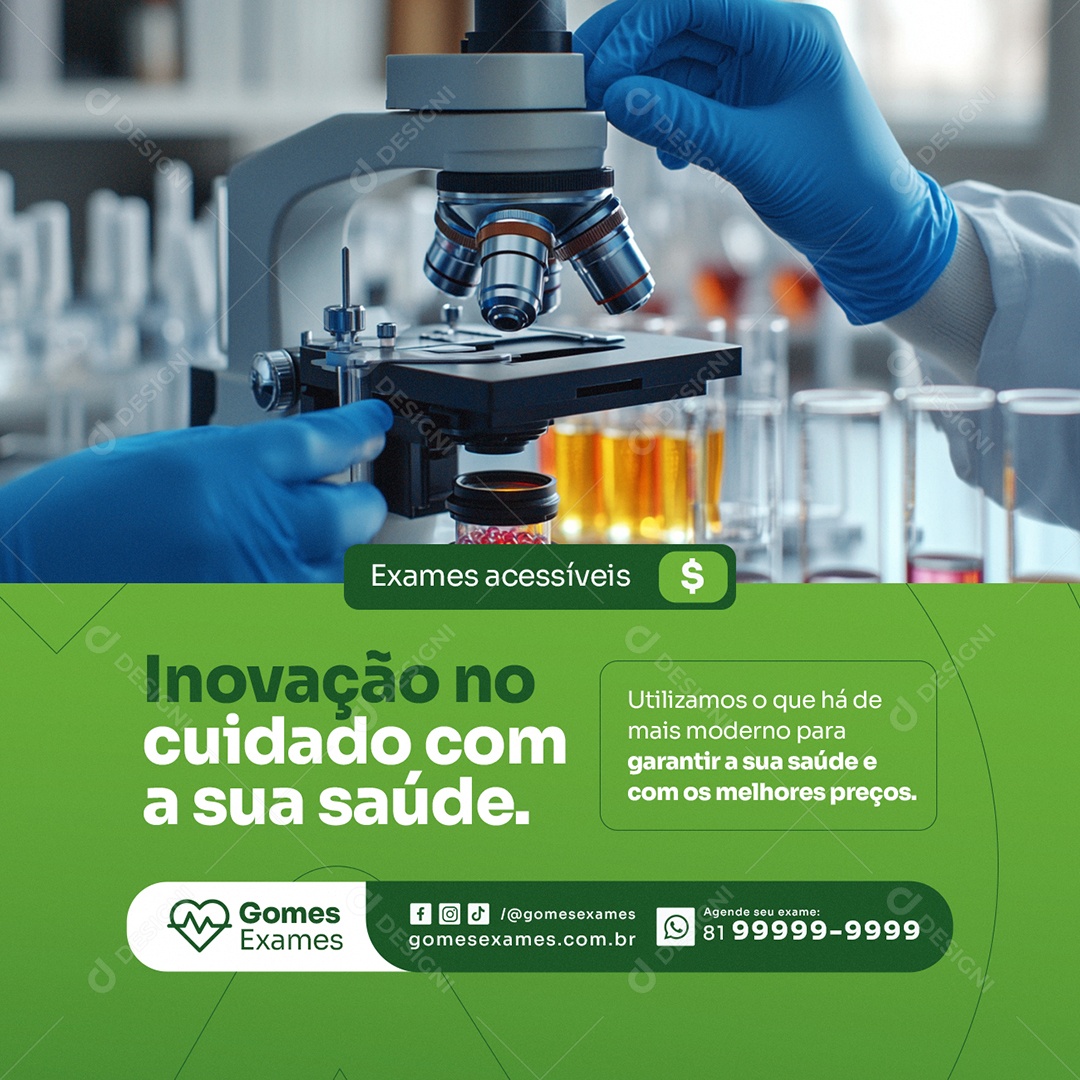 Exames Laboratoriais Inovação no Cuidado Com a Saúde Social Media PSD Editável