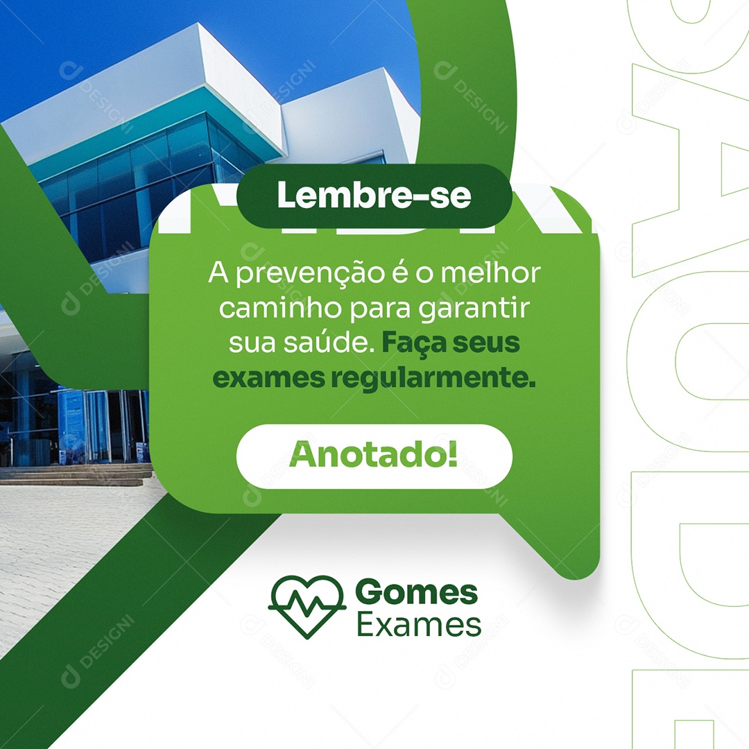 Exames Laboratoriais Lembre Se Social Media PSD Editável