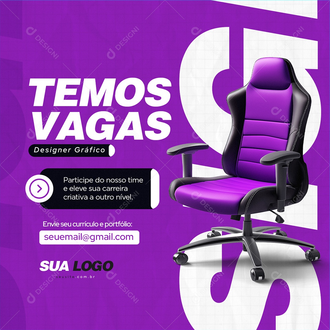 Temos Vagas Designer Gráfico Social Media PSD Editável