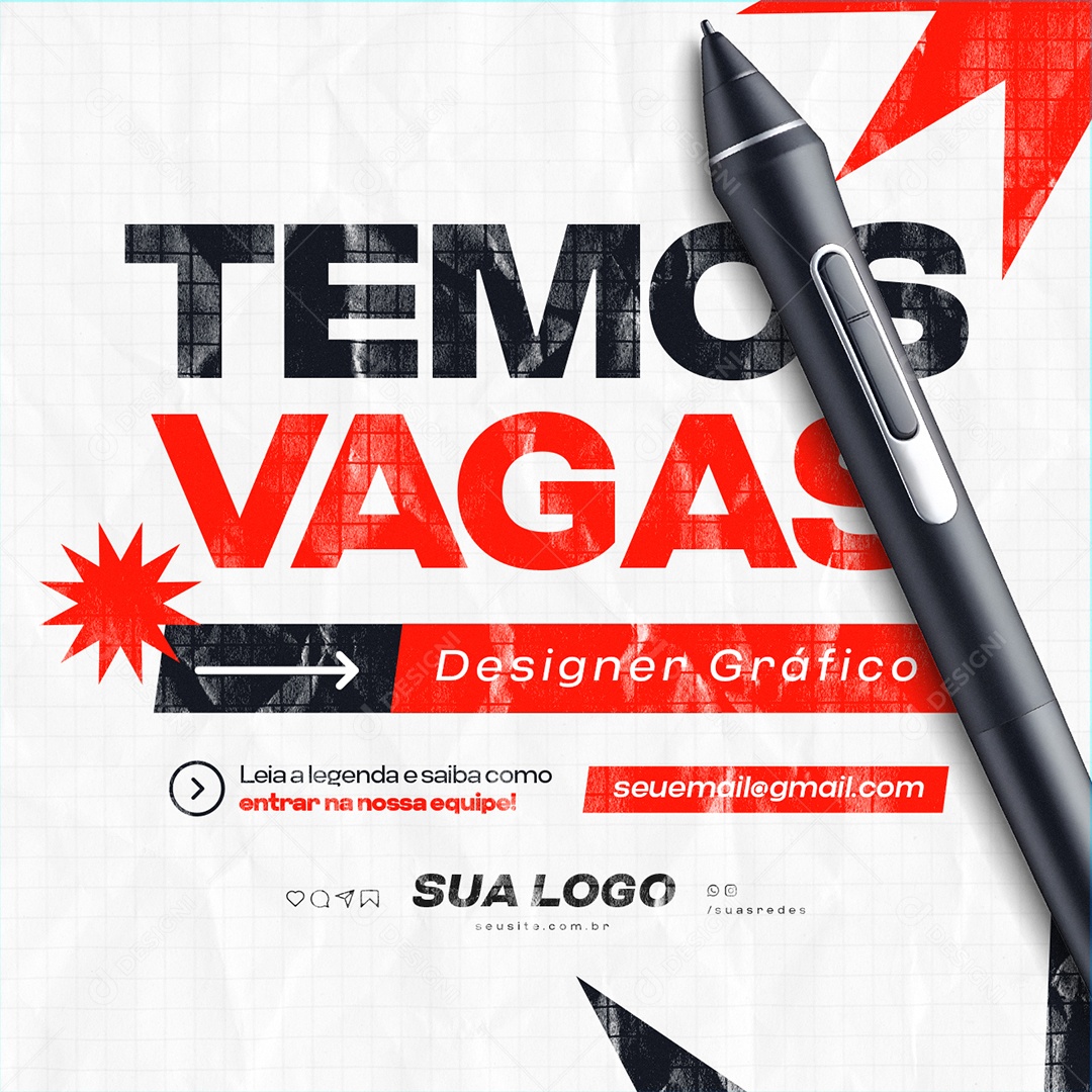 Temos Vagas Designer Gráfico Social Media PSD Editável