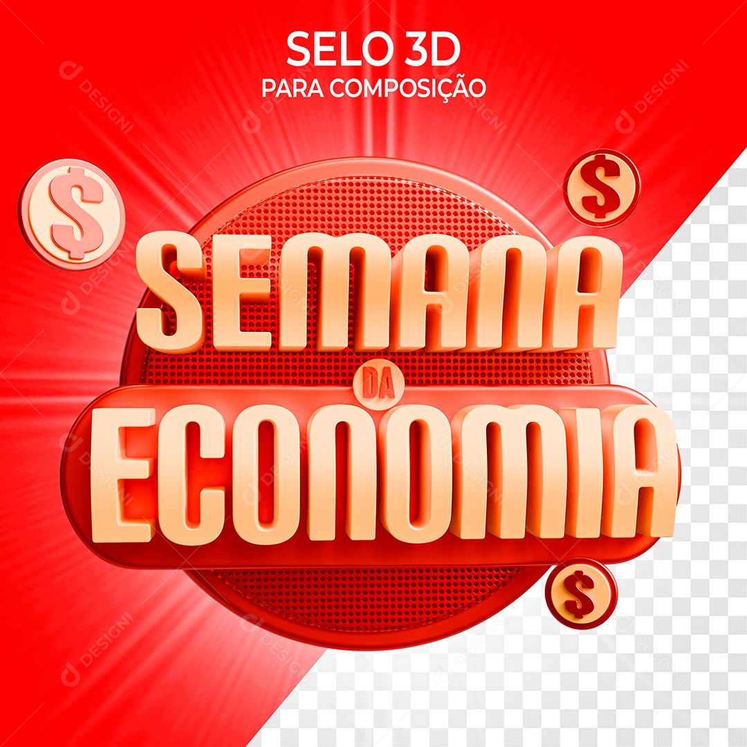 Selo 3D Semana da Econômia para Composição PSD