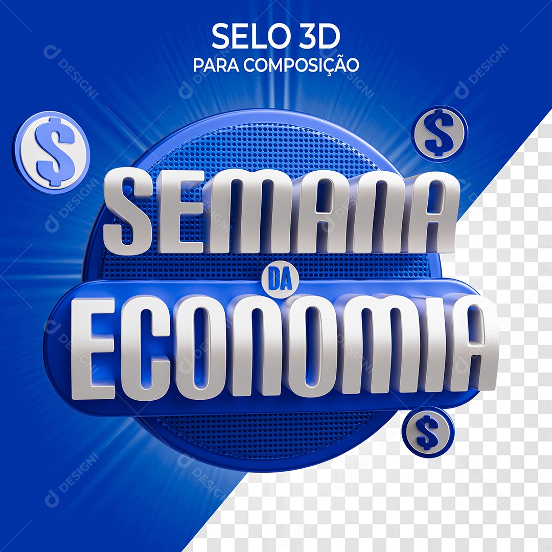 Selo 3D Semana da Econômia para Composição PSD