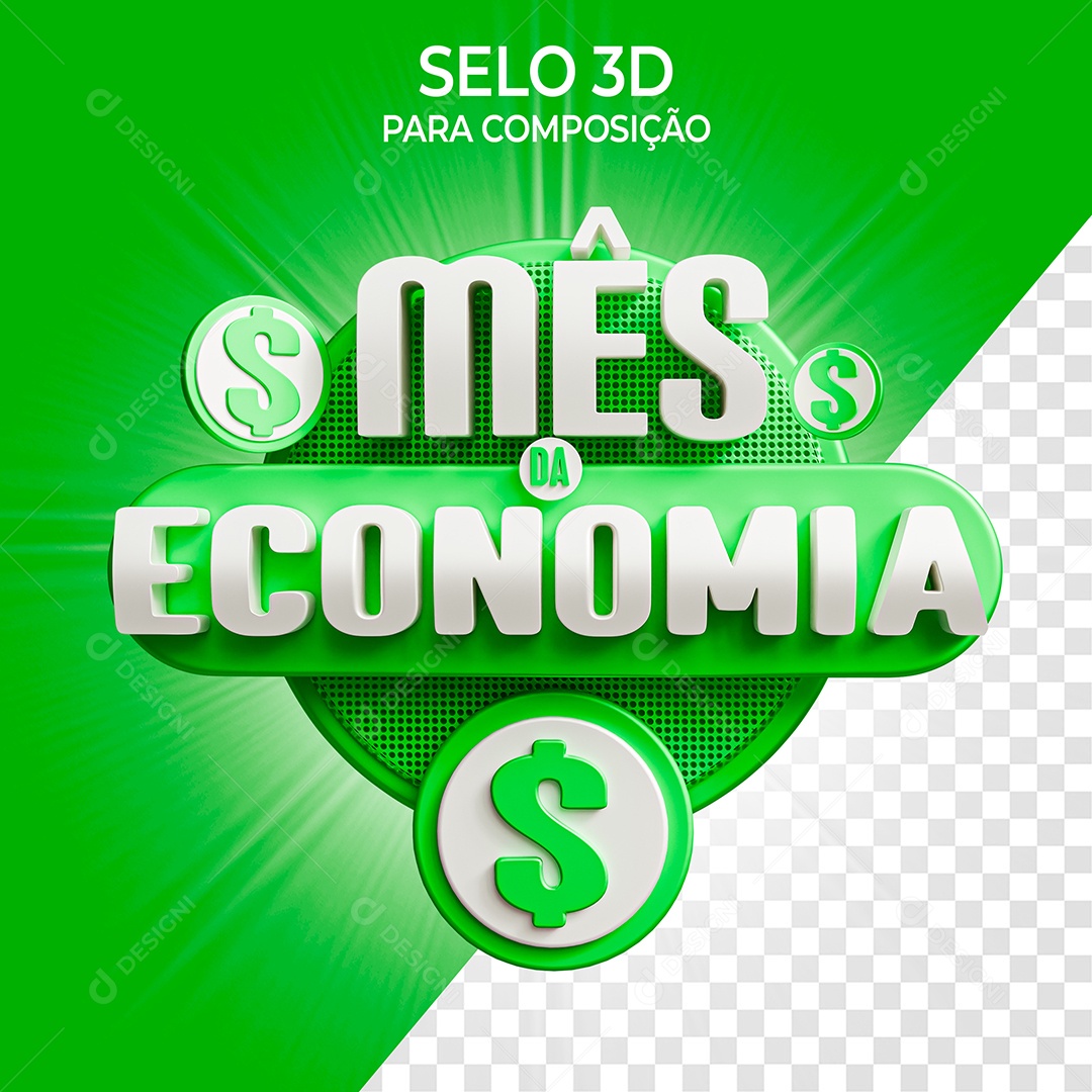 Selo 3D Mês da Econômia para Composição PSD