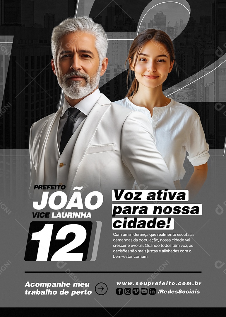 Flyer Política Voz Ativa para Nossa Cidade Social Media PSD Editável