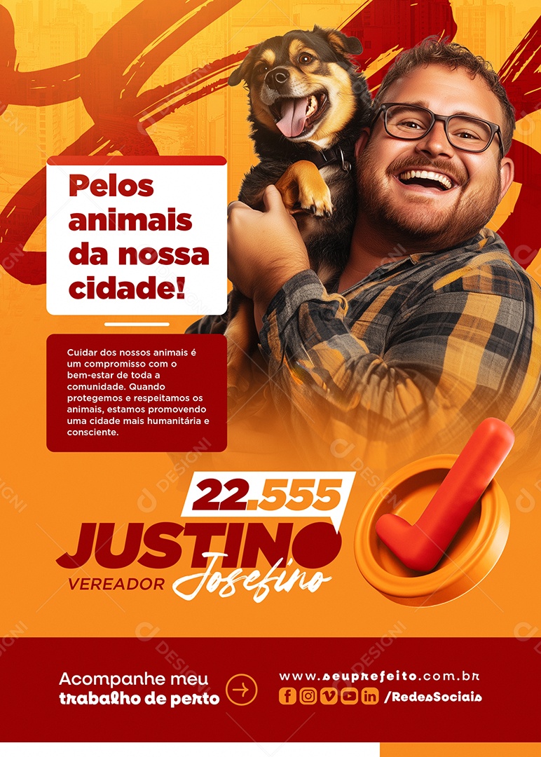 Flyer Política Vereador Justino Josefino Social Media PSD Editável